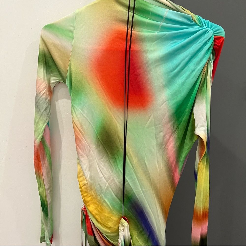 NWT Siedres Maxi Dress Arni Rainbow Tie Dye Abstract Long Sleeve Cutout size S - Picture 3 of 11